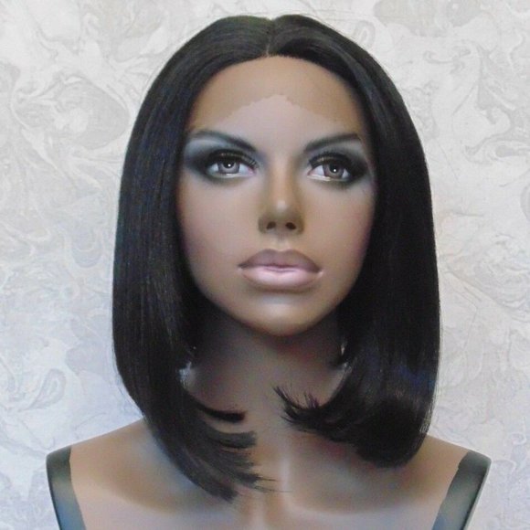 Glueless Lace Front Short Black Yaki Bob Wig main image 8